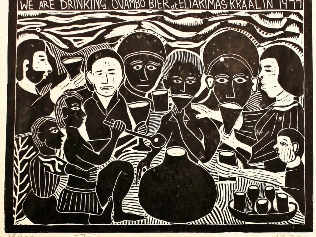 Linocut print by John Muafangejo